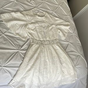 Backless linen white waist cutout dress size SMALL